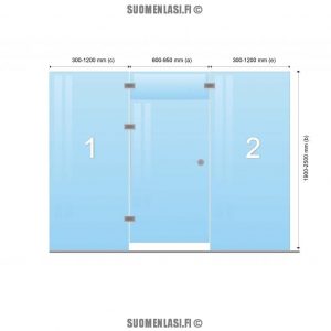 lasiovi vasen, ylälasi+2 lasiseinää